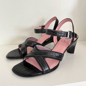 Y2k too Joan & David leather stitched heeled sandals